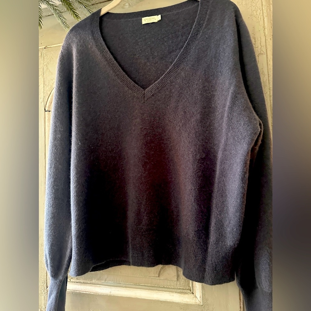 Spartina Hayden Cashmere V-neck Pullover Deep Slate